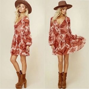 Show Me Your MuMu Red and White Patterned Dress